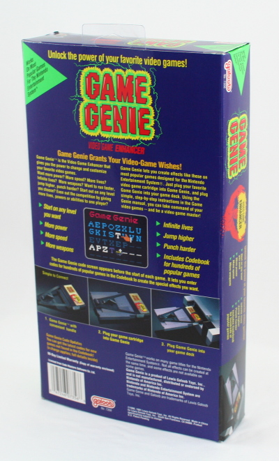 Back of Game Genie packaging